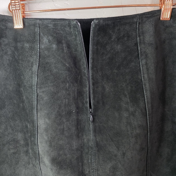 Vintage Kelli Kouri Leather Classic Black Suede Skirt Size 8 - Picture 9 of 10